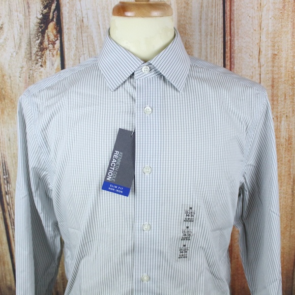 Kenneth Cole Men's Non Iron Slim Fit Dress Shirt - Picture 1 of 8